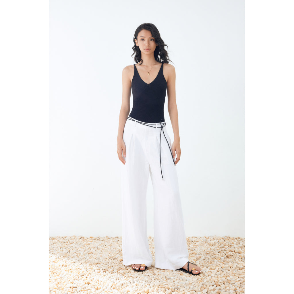 MONO TALK low-rise trousers with pleated waistband and cross pockets, MCS24S-B30005TK