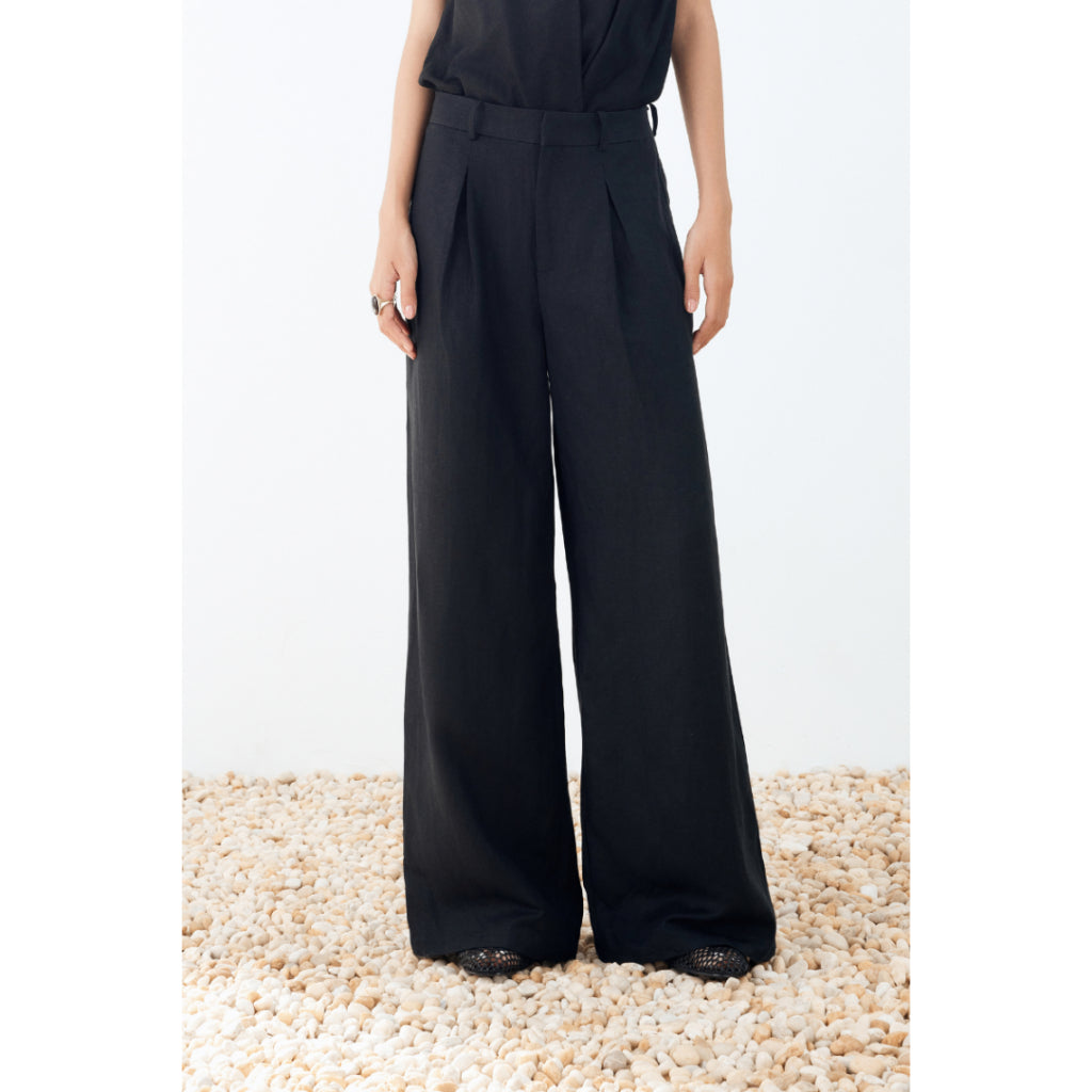 MONO TALK low-rise trousers with pleated waistband and cross pockets, MCS24S-B30005TK