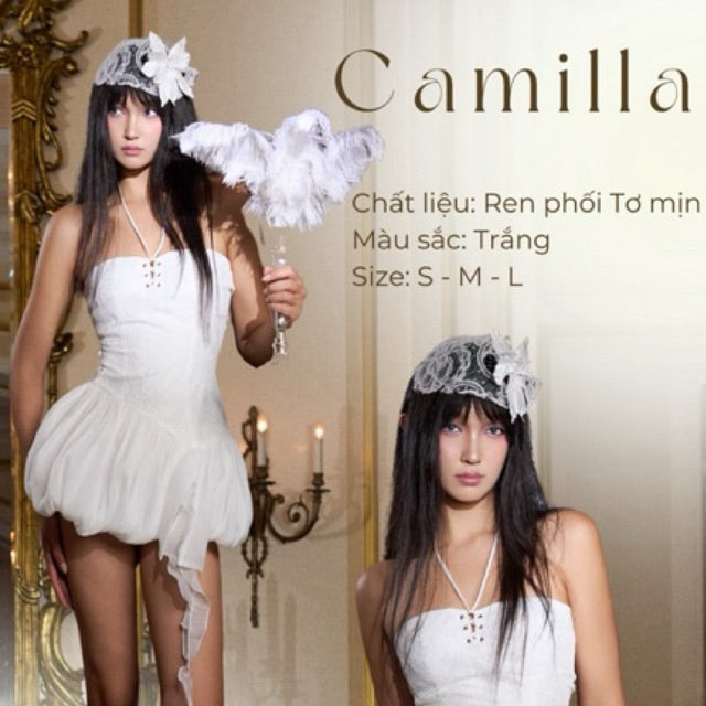 AMELIE - Váy cúp ngực đan dây tùng bí đính nơ - Camilla Dress