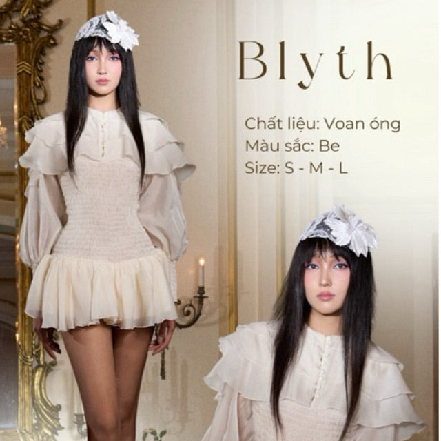 AMELIE - Váy cổ bèo xếp tầng tay phồng tùng xoè - Blyth Dress