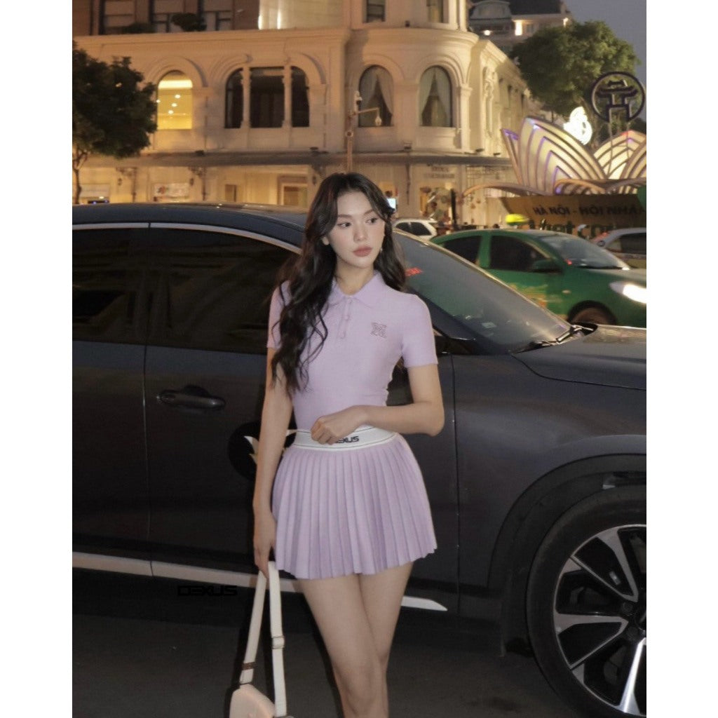 [ Dexus &amp; Phuong Trinh Jolie ] Set Women's Polo Shirt Short Sleeve, Pleated Skirt Sporty SUZY SET_A140522 + CV1