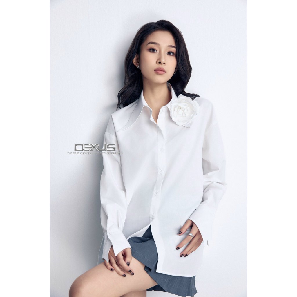 [ Dexus &amp; Phuong Trinh Jolie ] Women's Loose Long-Sleeved Shirt with Unique Flowers FLOWER _DXA70690