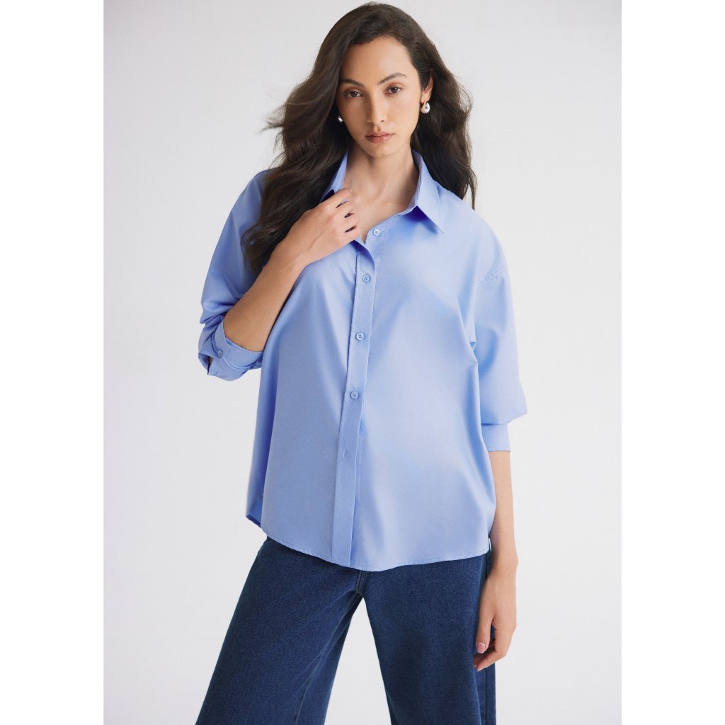 [KOL1508 x MONO TALK] MONO TALK oversized shirt (mixed colors) wrinkle-resistant poplin fabric, soft and cool T10001FT