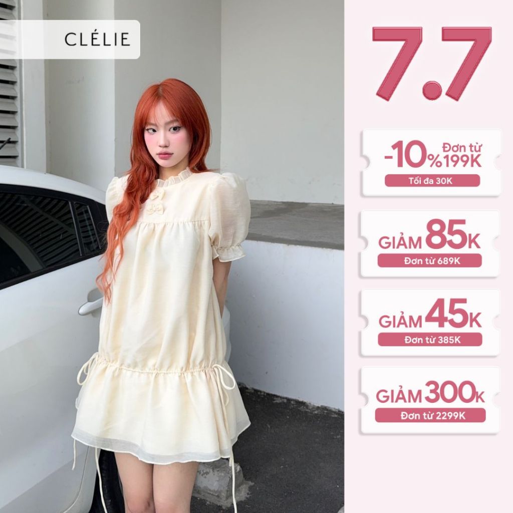 Đầm babydoll xoè nhún rút dây | SANDY DRESS - CLÉLIE