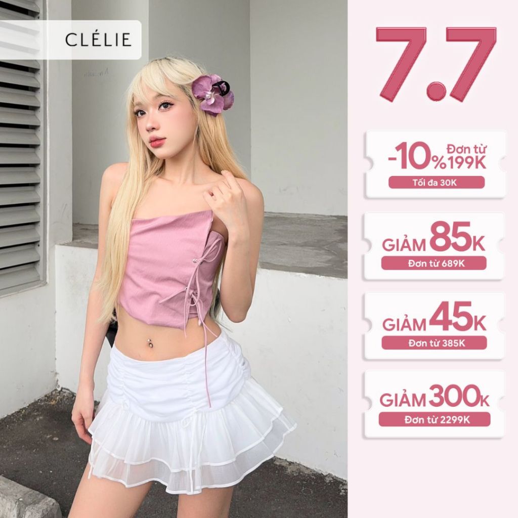 Chân váy ngắn rút nhún bèo 2 tầng | SAMMY SKIRT - CLÉLIE