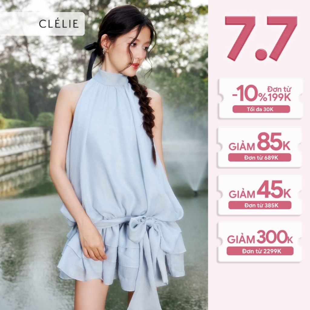 Women's short 3-layer camisole dress with bow | ERIN DRESS - CLÉLIE