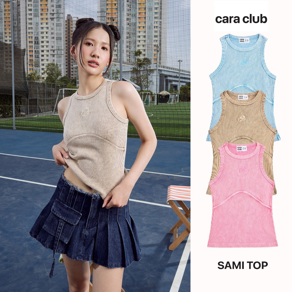 CARA Sami women's tank top with embroidered logo in dynamic mid-length design