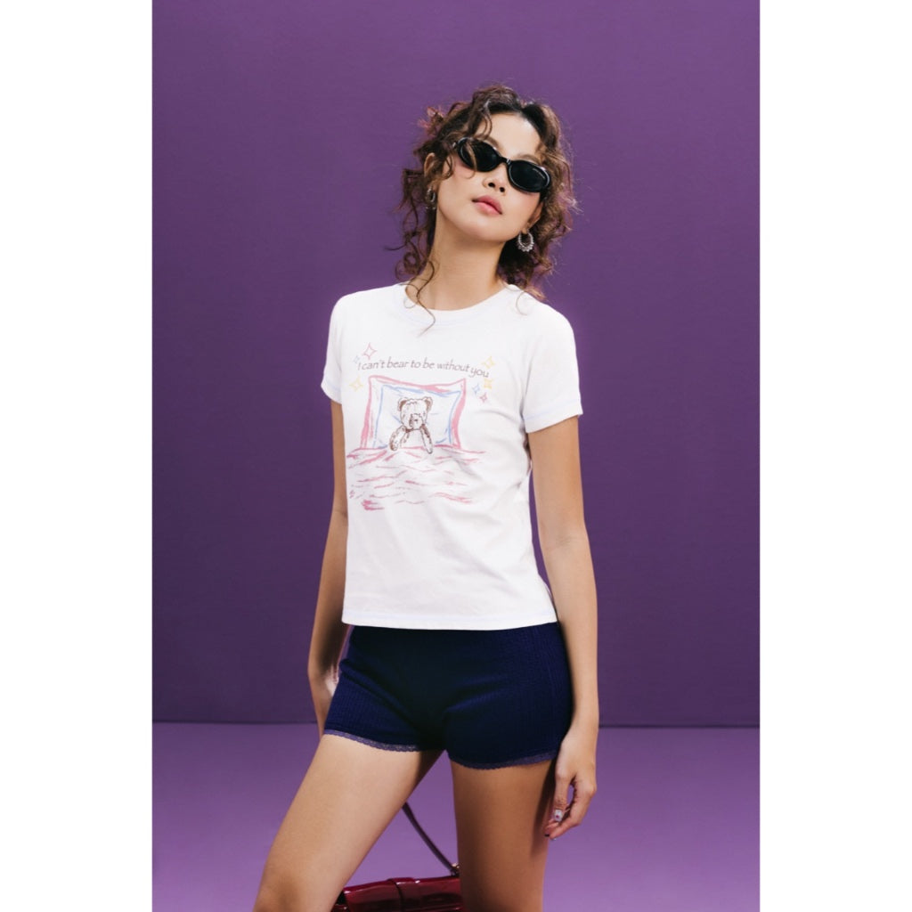 LIBÉ WORKSHOP - Short-sleeved T-shirt with printed design in white