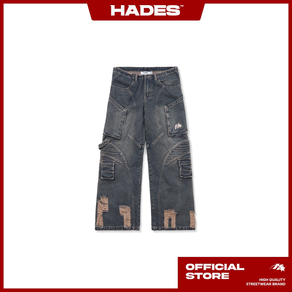 Unisex Long Jeans HADES FENCE WASH JEANS - Genuine HADES Brand