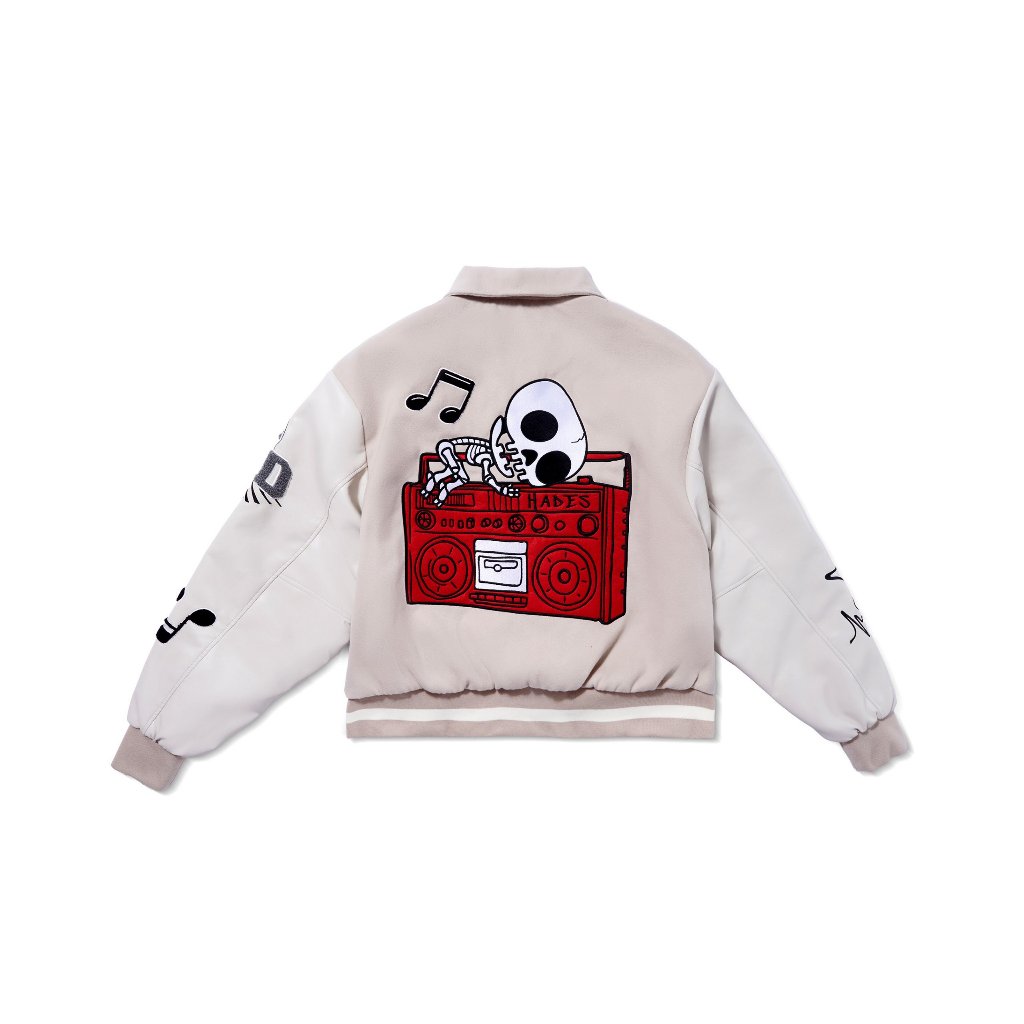 ÁO KHOÁC TAY DÀI UNISEX DA PU PHỐI HADES OBSTREPEROUS VARSITY JACKET - HADES BRAND CHÍNH HÃNG