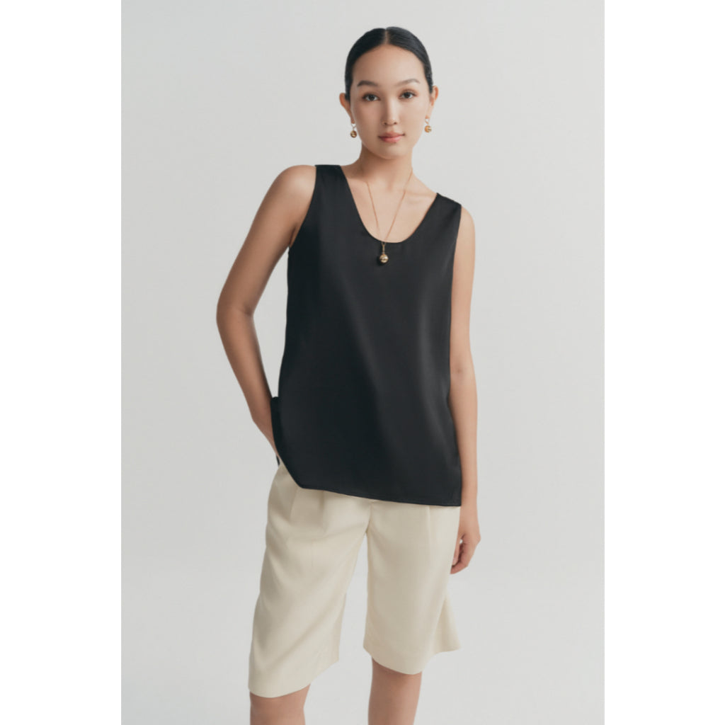 MONO TALK tank top with low round neck, tencel silk MOF24S-T20011TK