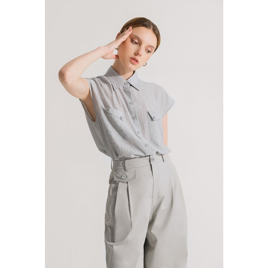 Elegant Smoke Gray Women's Baggy Pants RICHIC PANT_DXQ150058