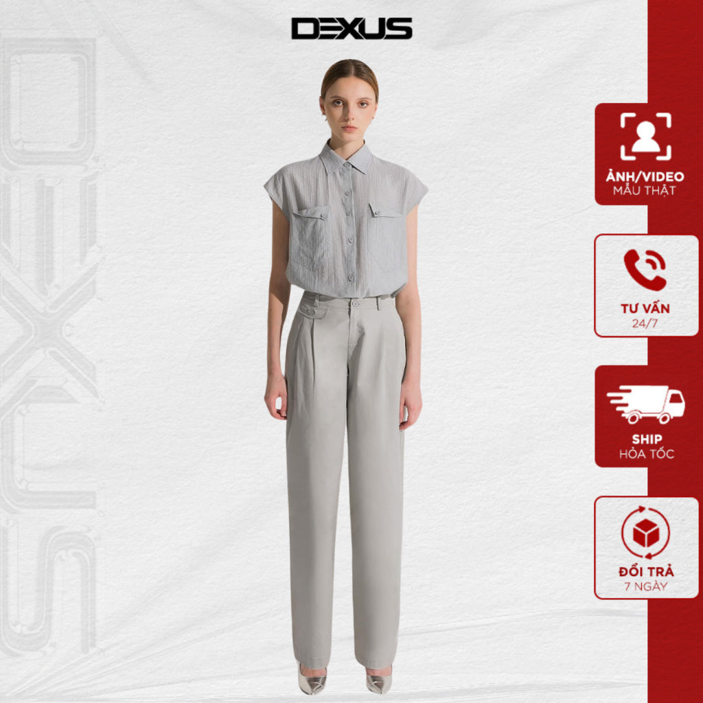 Elegant Smoke Gray Women's Baggy Pants RICHIC PANT_DXQ150058