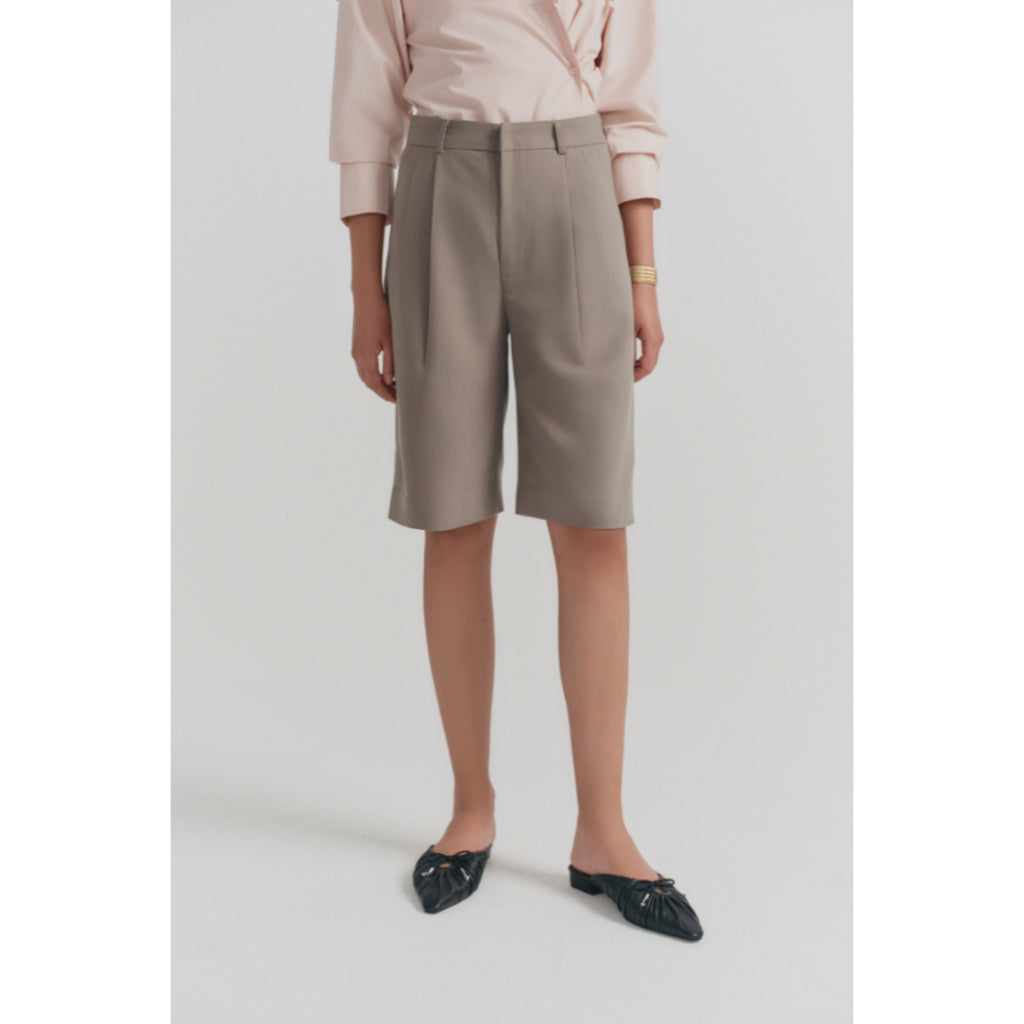 MONO TALK bermuda shorts with hook and loop straps, tweed material MOF24S-B40005TK