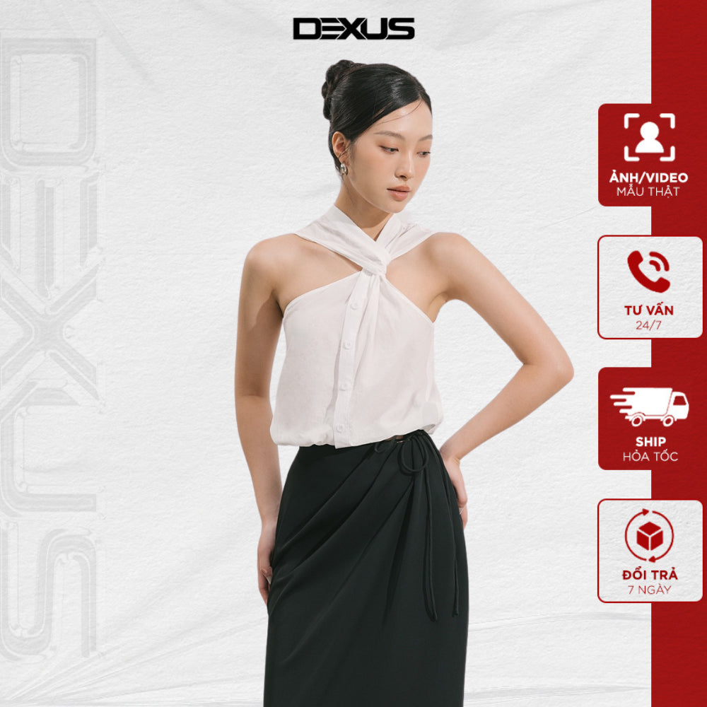 CHANGLI TOP Women's Sleeveless Twist Collar Shirt_DXA71018