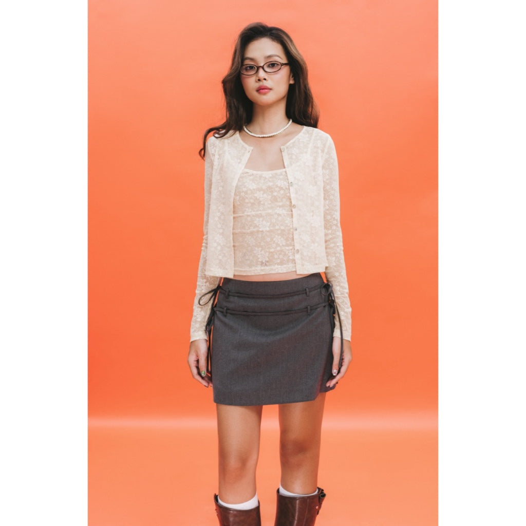 LIBÉ WORKSHOP - Pinkish Beige Stretch Lace Cardigan