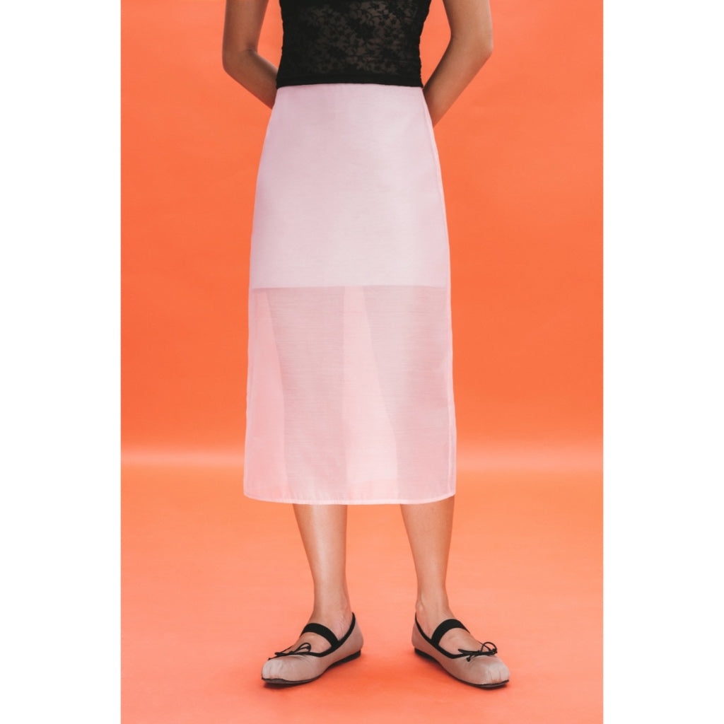 LIBÉ WORKSHOP - Light pink sheer two-layer long skirt