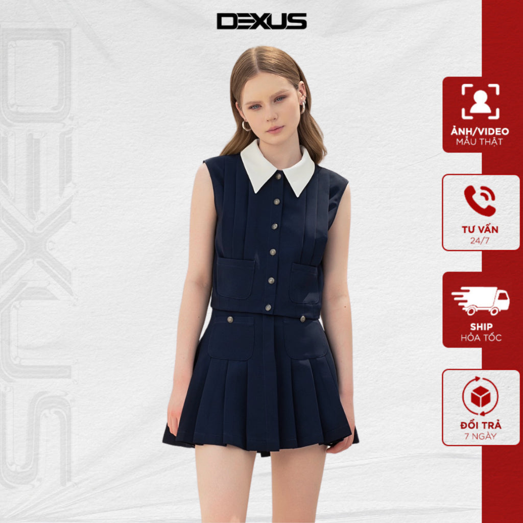 Women's Set Sleeveless Shirt, Short Pleated Skirt MIROIN SET_DXA71042+DXCV70372