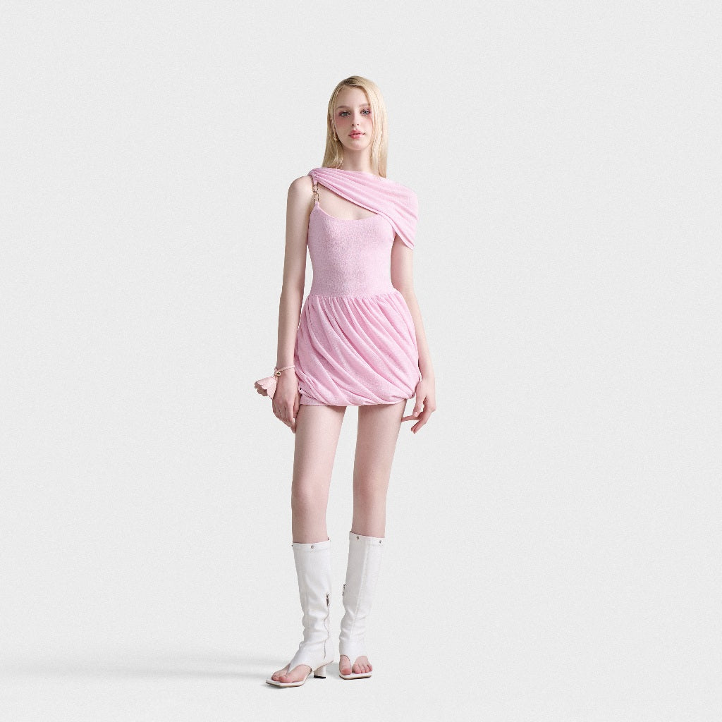 DEAR JOSÉ - Pink puffy two-strap mini dress - Hera