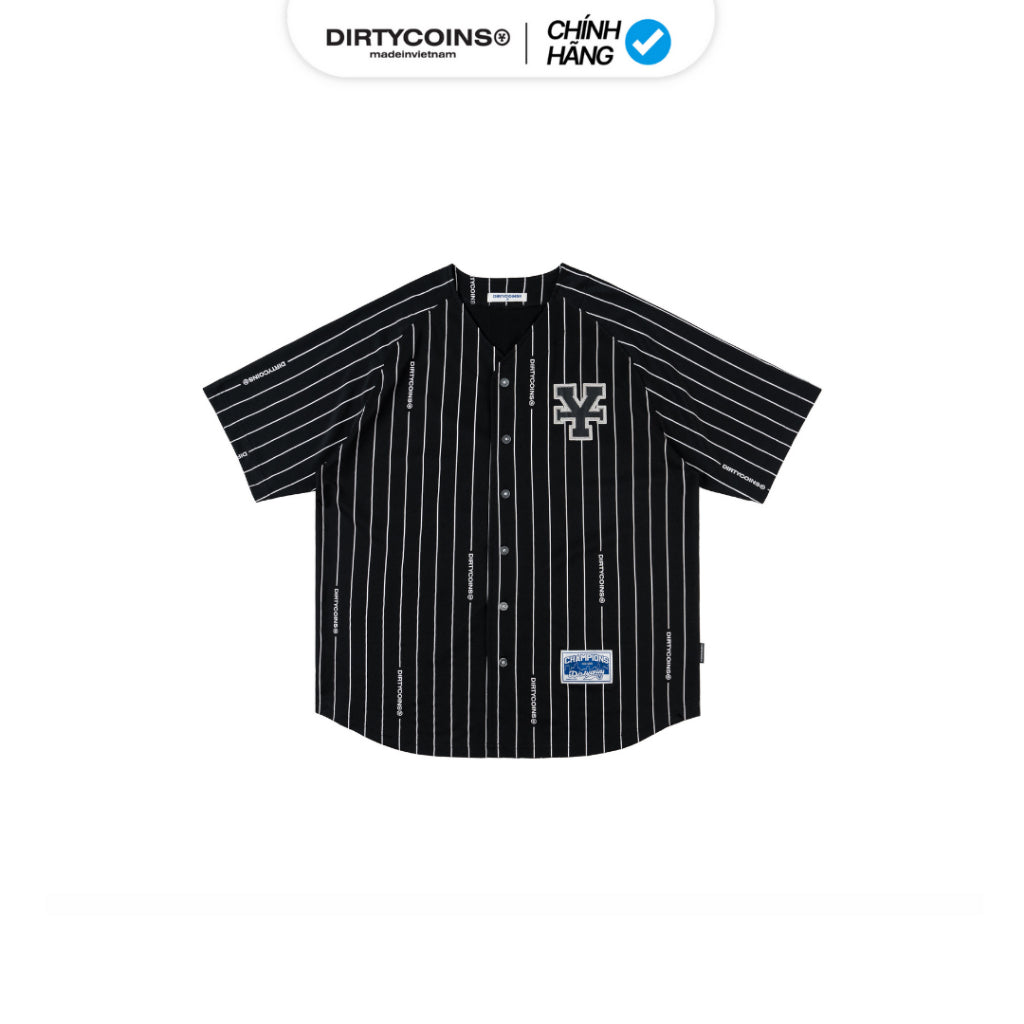 DirtyCoins Baseball Black Striped Shirt