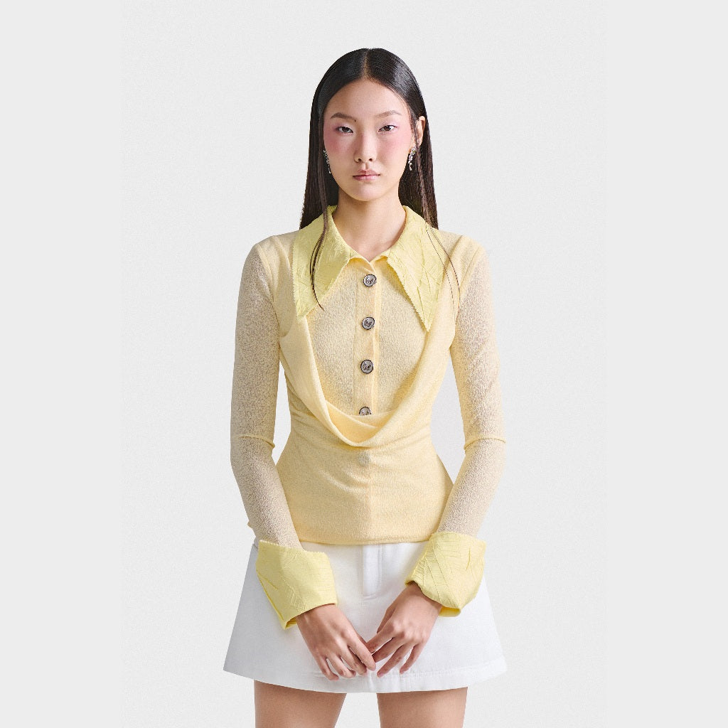 DEAR JOSÉ - Long sleeve shirt with yellow leaf collar - IVY