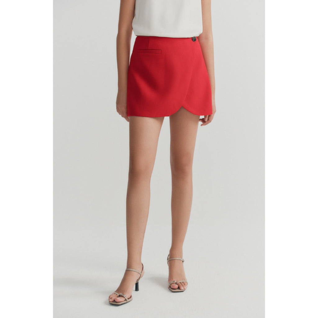 MONO TALK mini skirt with asymmetrical hem, buttoned body, lined MOF24S-B20002TK