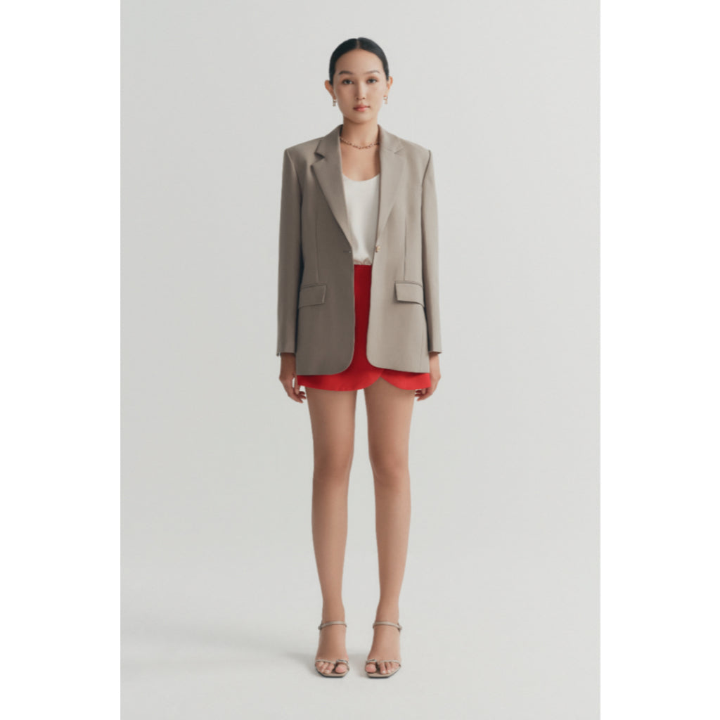 MONO TALK oversize blazer with 1-button cross-body, tweed material MOF24S-T40008TK