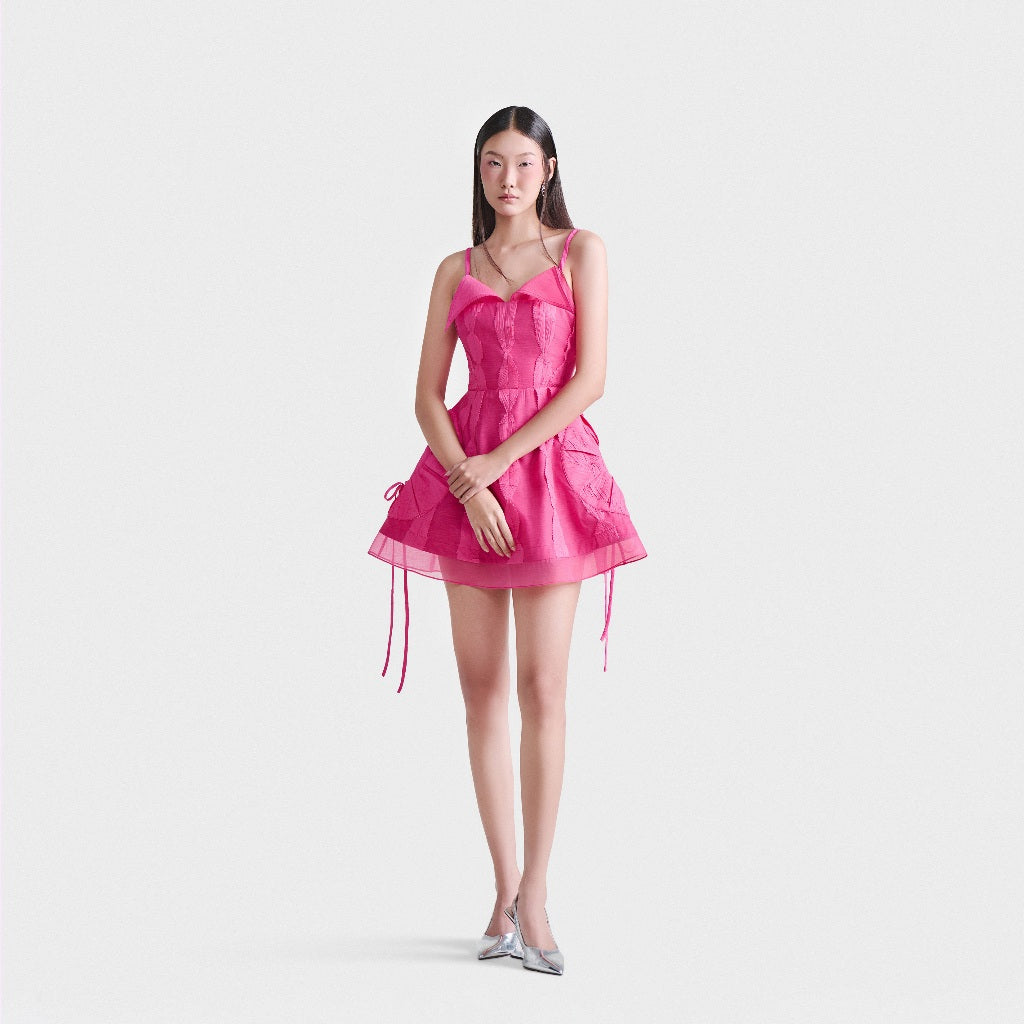 DEAR JOSÉ - Pink leaf collar two-strap dress - Leaf Whisper