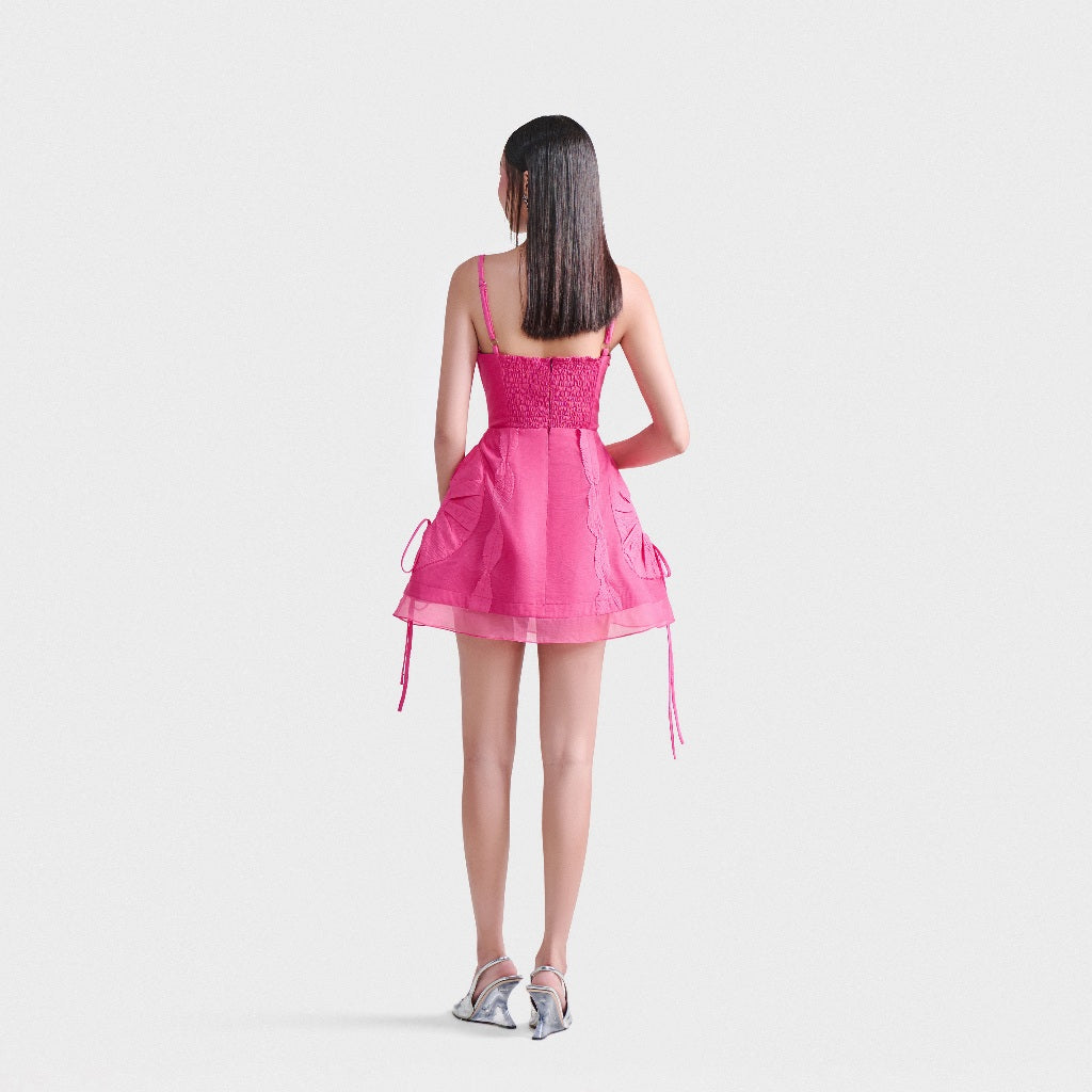 DEAR JOSÉ - Pink leaf collar two-strap dress - Leaf Whisper