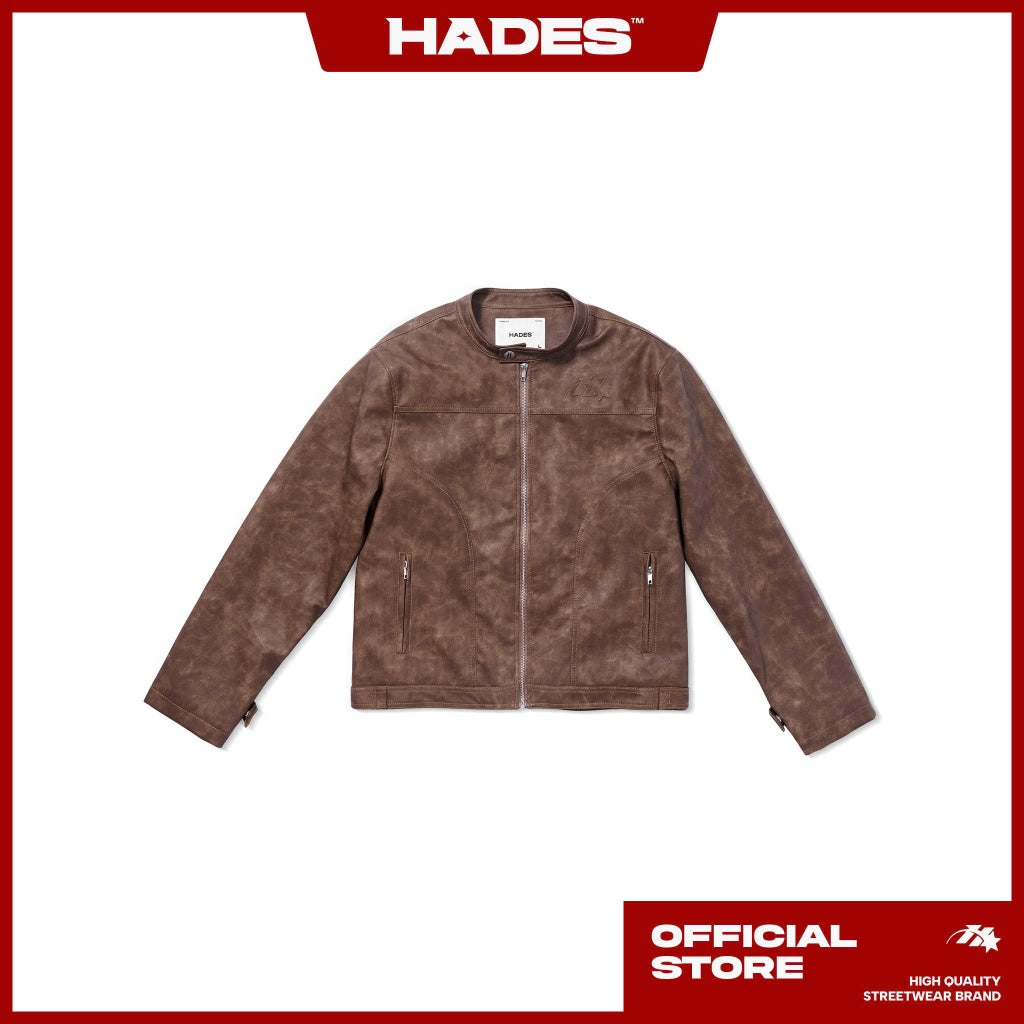 HADES BROWN WAX BIKER JACKET - HADES BRAND CHÍNH HÃNG