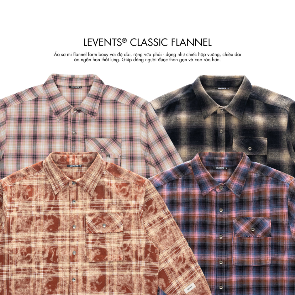 Áo Sơ Mi Levents Classic Flannel Shirt 100% Cotton Unisex Boxy