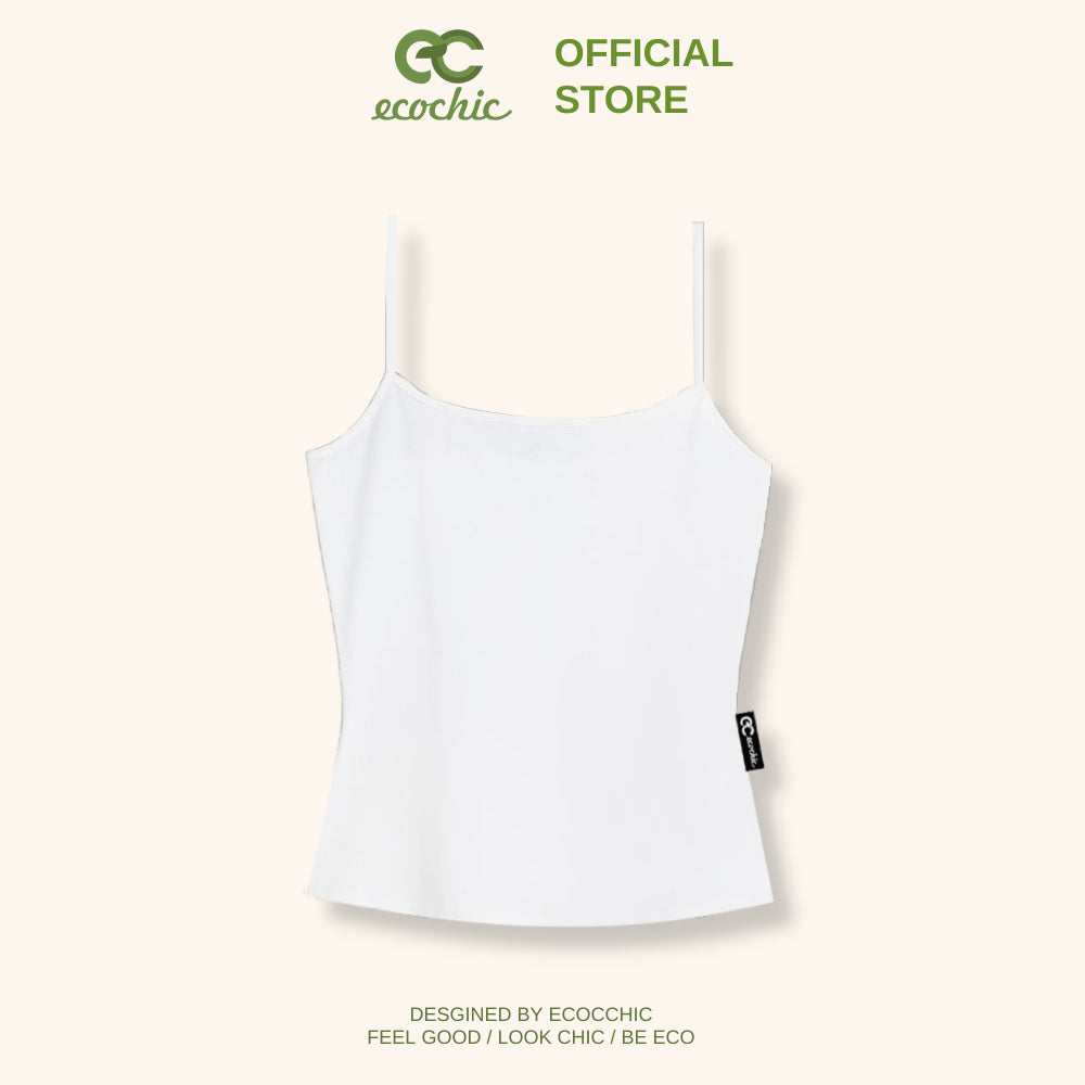 Áo 2 Dây Crop Nữ ECOCHIC Bra Trắng Đen Chất Liệu Cotton Mềm mại Thấm Hút Mồ Hôi Tốt B080