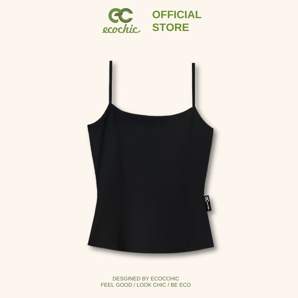 Áo 2 Dây Crop Nữ ECOCHIC Bra Trắng Đen Chất Liệu Cotton Mềm mại Thấm Hút Mồ Hôi Tốt B080