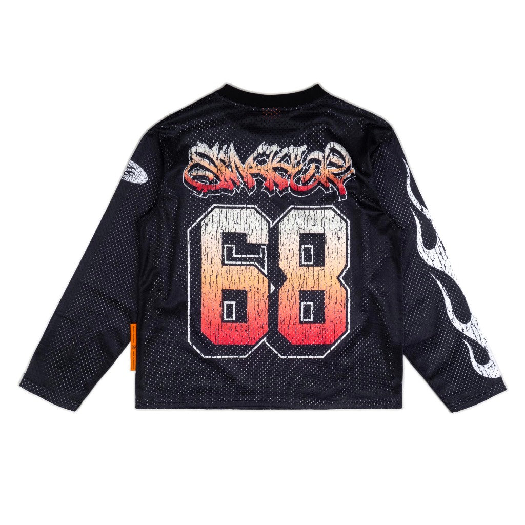 [SMAKER] 100% mesh, long sleeve sports T-shirt - 68 MESH LONG SLEEVE TEE IN BLACK