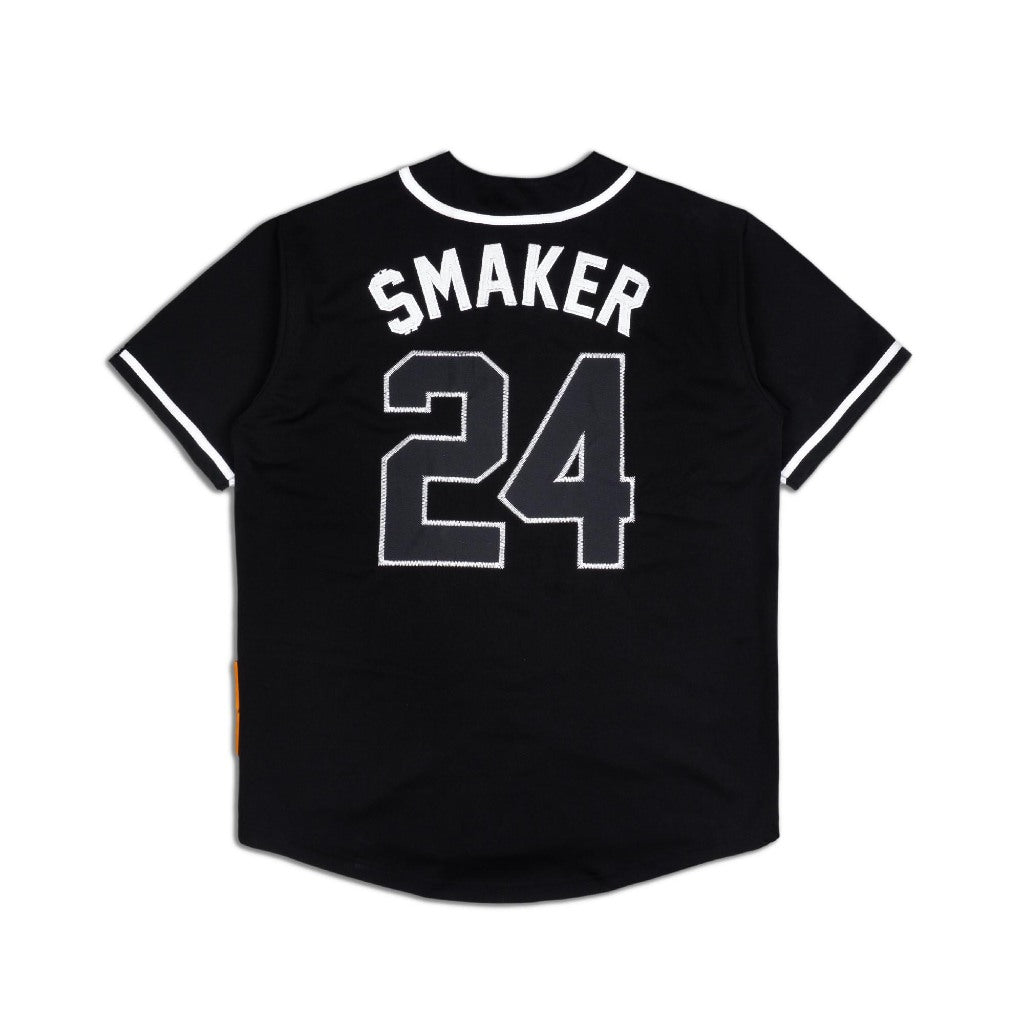 [SMAKER] 100% Sport Cotton Black Baseball Jersey - SMAKER BASEBALL JERSEY IN BLACK