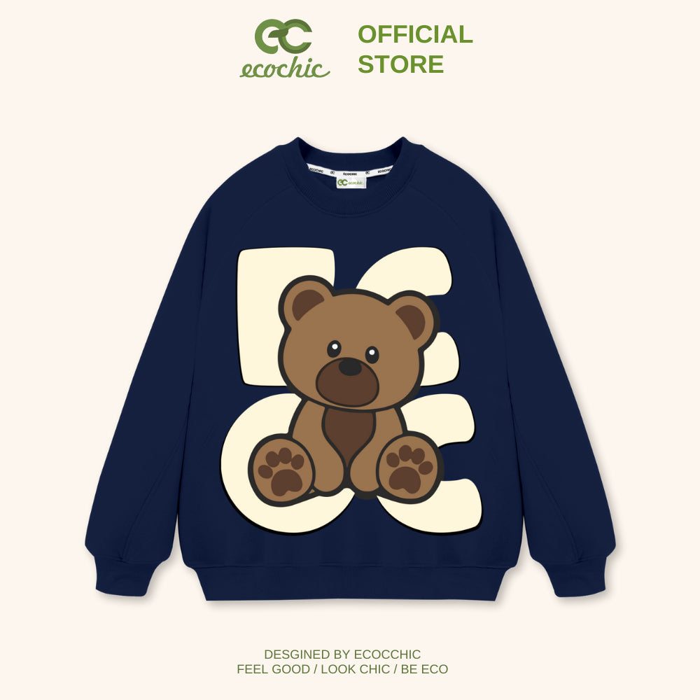 ECOCHIC POOKIE BEAR SWEATER Local Brand Unisex Men Women Couple Sweater Cotton Fleece Loose Fit B066 