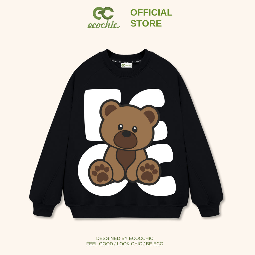 ECOCHIC POOKIE BEAR SWEATER Local Brand Unisex Men Women Couple Sweater Cotton Fleece Loose Fit B066 