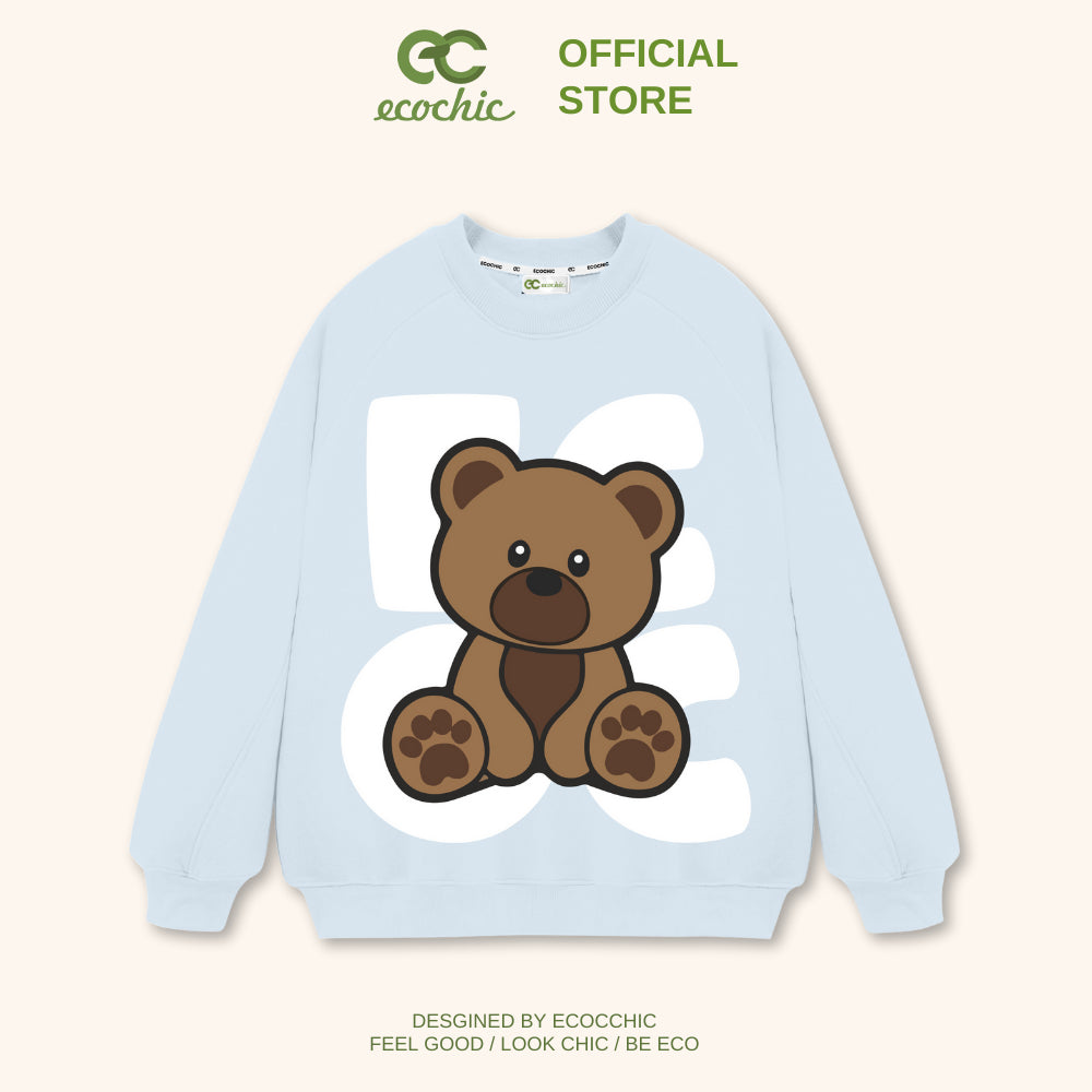 ECOCHIC POOKIE BEAR SWEATER Local Brand Unisex Men Women Couple Sweater Cotton Fleece Loose Fit B066 