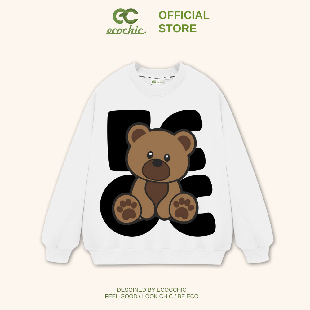 ECOCHIC POOKIE BEAR SWEATER Local Brand Unisex Men Women Couple Sweater Cotton Fleece Loose Fit B066 