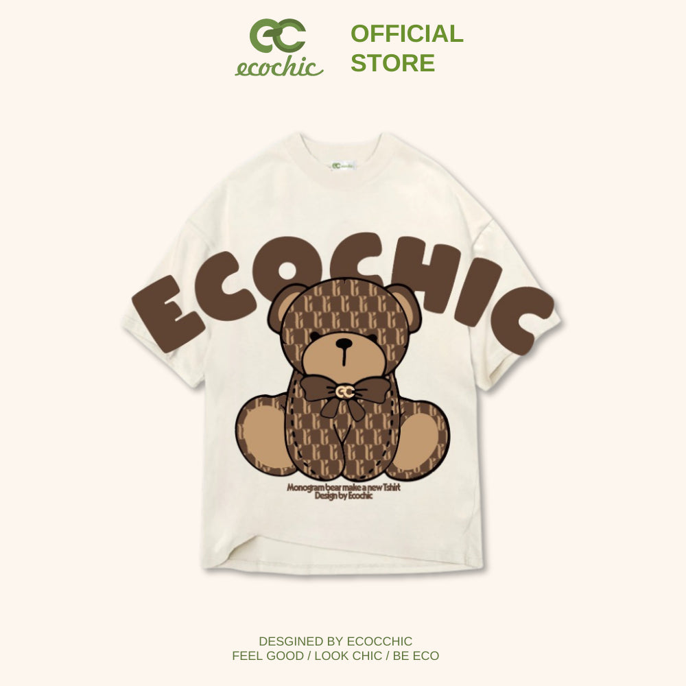 Genuine ECOCHIC ECC TEDDY MONOGRAM Unisex Oversize Loose Form Premium Cotton 100% B065 