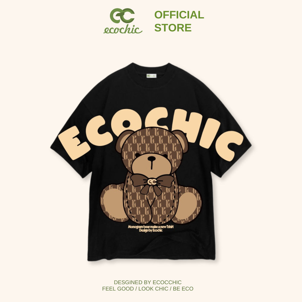 Áo Phông ECOCHIC ECC TEDDY MONOGRAM Chính Hãng Unisex Form Rộng Oversize Premium Cotton 100% B065