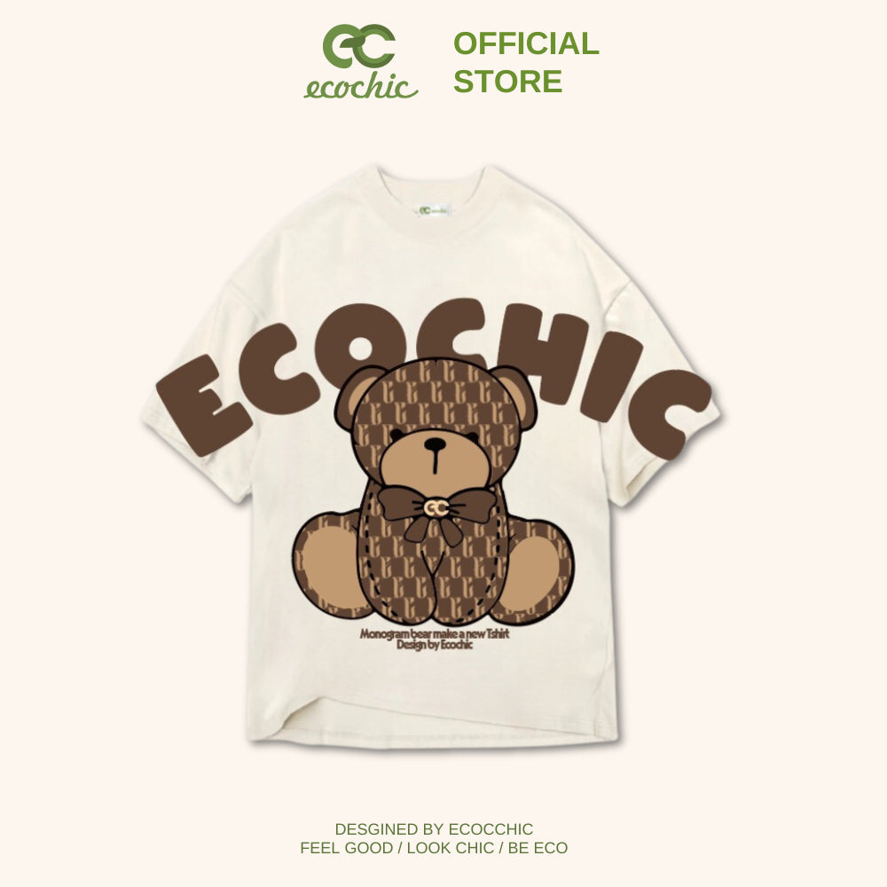 Genuine ECOCHIC ECC TEDDY MONOGRAM Unisex Oversize Loose Form Premium Cotton 100% B065 