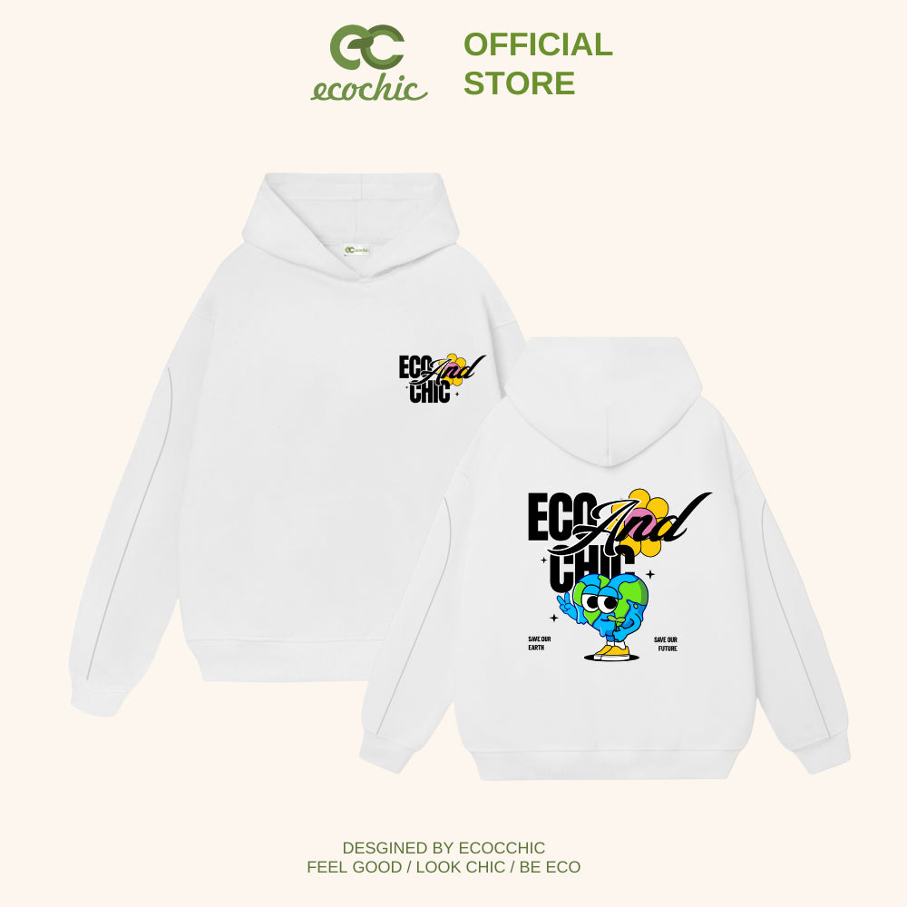 Áo Hoodie ECOCHIC THE HEART OF EARTH Local Brand Unisex Nam Nữ Mặc Đôi Chất Liệu Nỉ Bông Form Rộng B068