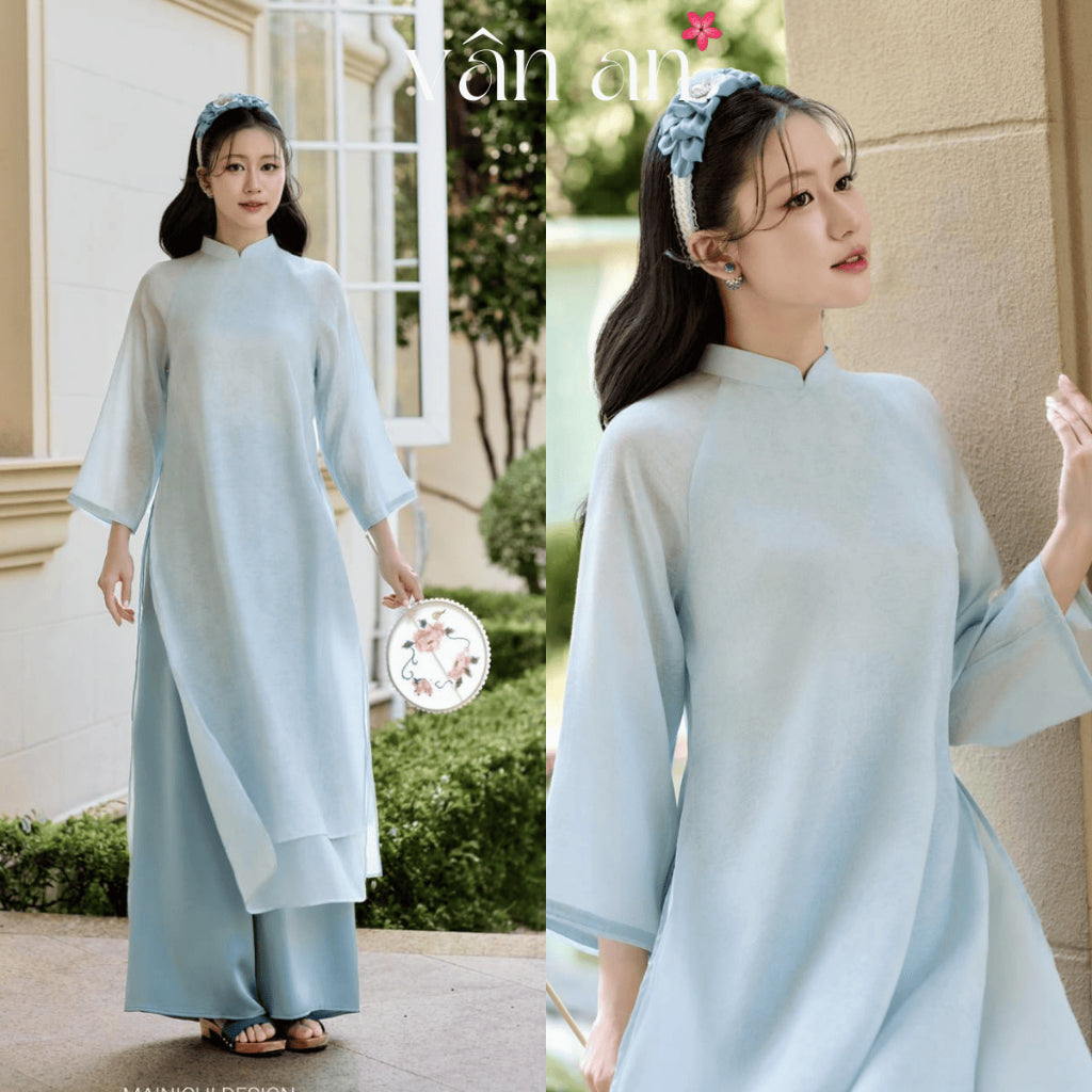 [VAN AN - TET 2026] NHA TRUC Ao Dai - 4-panel Straight Design - Crepe Silk Material with High-Quality Embossed Floral Pattern - (AVAILABLE)