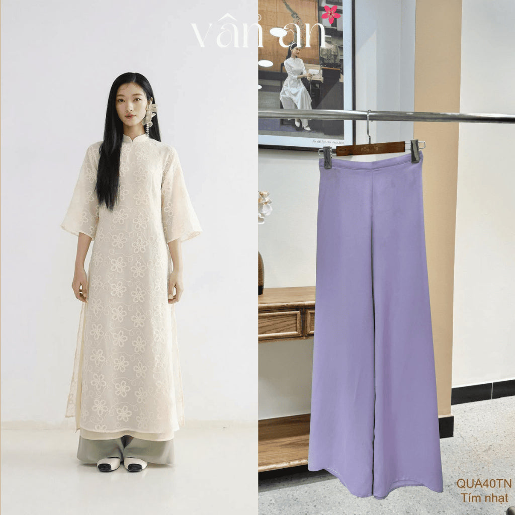 [VAN AN - TET 2026] XUAN VU Ao Dai - 4-panel straight-cut, silk chiffon material with elegant floral embroidery - (AVAILABLE)