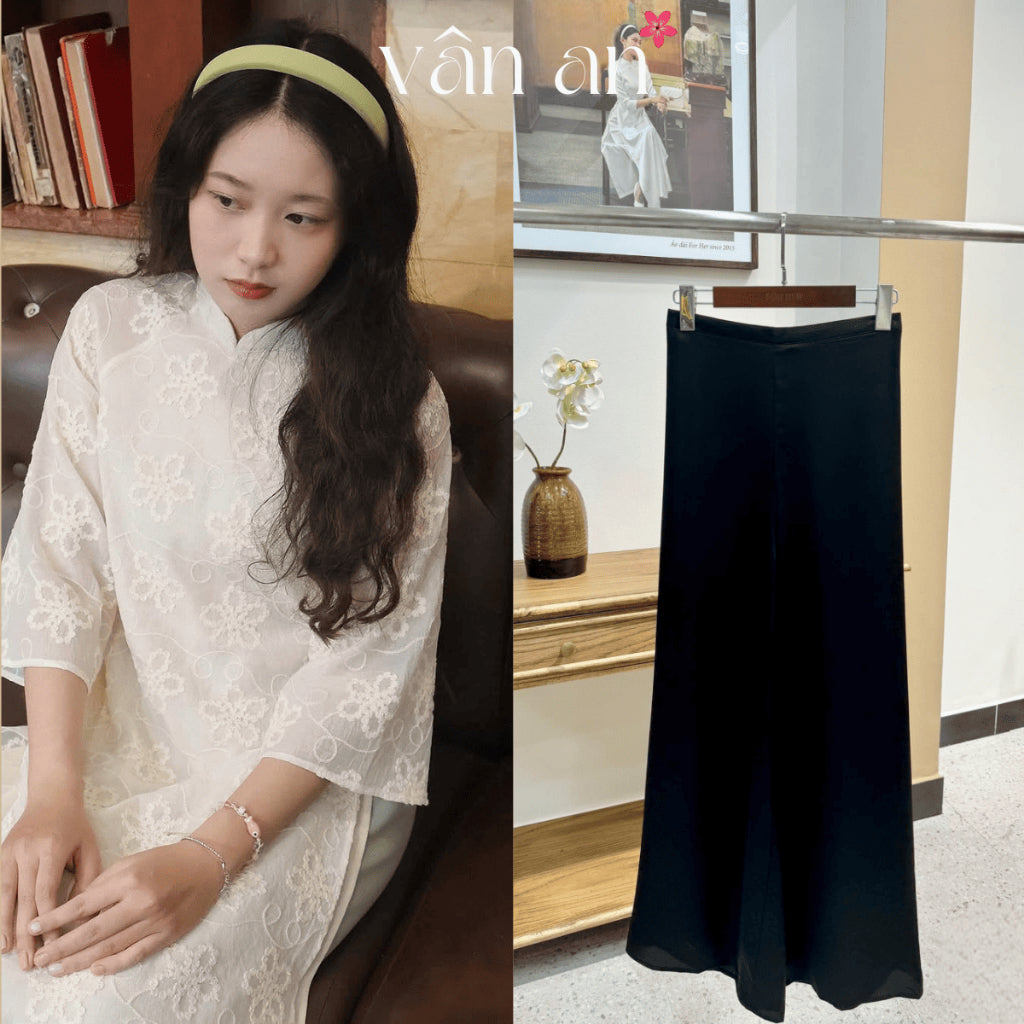 [VAN AN - TET 2026] XUAN VU Ao Dai - 4-panel straight-cut, silk chiffon material with elegant floral embroidery - (AVAILABLE)