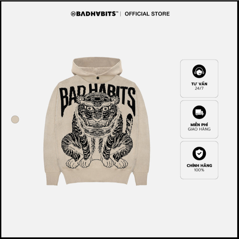 Bad Habits TIGER KNIT HOODIE Jacket for Men and Women - Genuine Local Brand