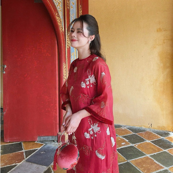 [PRE-ORDER] Ao dai with velvet combination Y Dien 