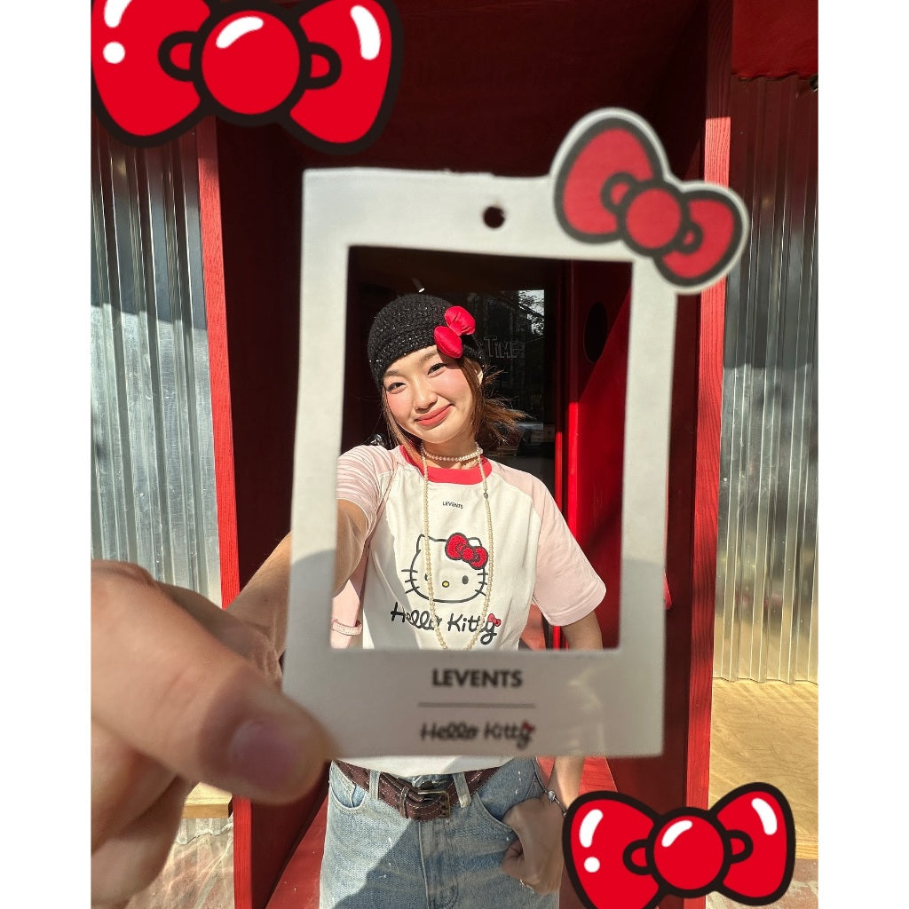Levents® x Hello Kitty | Regular Icon Raglan Regular Tee/ White 100% Cotton Unisex T-shirt 