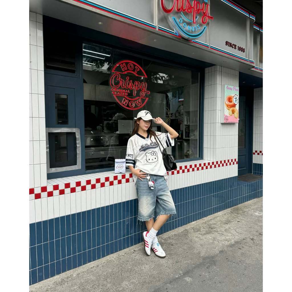 Levents® x Hello Kitty | Jeans Shorts Bow Jorts/ Blue Denim Unisex Jorts 